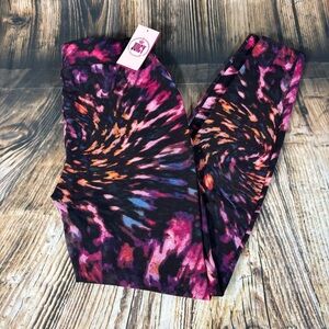 Juicy Couture Leggings Women Medium Black Tie Dye Swirl New Athletic Comfy Soft